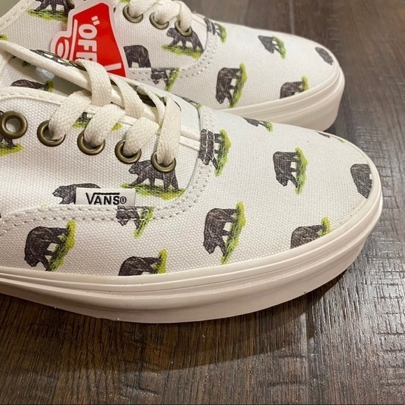Vans Authentic Outdoors‎ Blanc de Blanc Bear Print Sneakers Size 9 Men - Picture 10 of 11